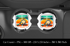 Sunday Funday Recket Car Coaster Sublimation Design Product Image 1