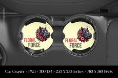 Floral Force Car Coaster Sublimation Design Product Image 1