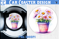 Car Coaster | Flowers in Pot | Happy Mother&#039;s day Product Image 1