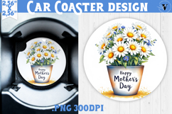 Car Coaster | Flowers in Pot | Happy Mother&#039;s day Product Image 1