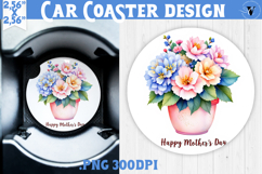 Car Coaster | Flowers in Pot | Happy Mother&#039;s day Product Image 1