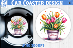 Car Coaster | Flowers in Pot | Happy Mother&#039;s day Product Image 1