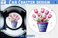 Car Coaster | Flowers in Pot | Happy Mother&#039;s day Product Image 1
