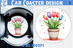 Car Coaster | Flowers in Pot | Happy Mother&#039;s day Product Image 1