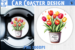 Car Coaster | Flowers in Pot | Happy Mother&#039;s day Product Image 1