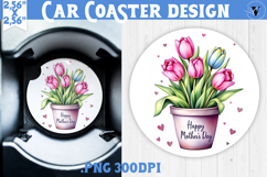 Car Coaster | Flowers in Pot | Happy Mother&#039;s day Product Image 1