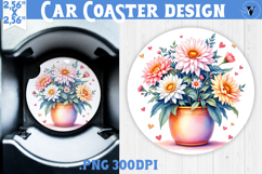 Car Coaster | Flowers in Pot | Happy Mother&#039;s day Product Image 1
