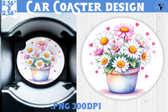 Car Coaster | Flowers in Pot | Happy Mother&#039;s day Product Image 1