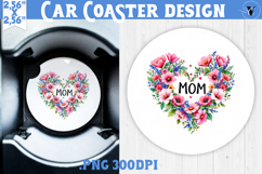Mothers day Car Coaster | Flower Heart Product Image 1