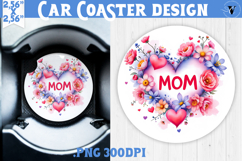 Mothers day Car Coaster | Flower Heart Product Image 1