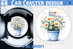Car Coaster | Flowers in Pot | Happy Mother&#039;s day Product Image 1