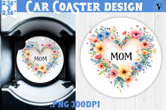 Mothers day Car Coaster | Flower Heart Product Image 1