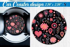 Car Coaster | Hearts and flowers | Folk art Product Image 1