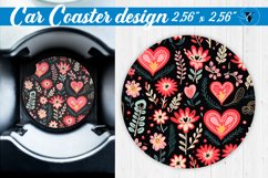 Car Coaster | Hearts and flowers | Folk art Product Image 1