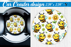 Spring Car Coaster | Cute Bees | Bee pattern Product Image 1
