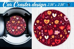 Car Coaster | Hearts and flowers | Folk art Product Image 1