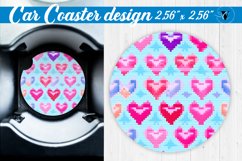 Valentines Car Coasters | Cross stitch Hearts pattern Product Image 1