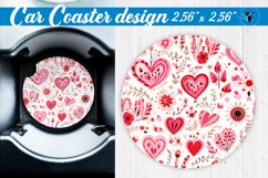 Car Coaster | Hearts and flowers | Folk art Product Image 1