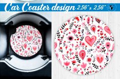 Car Coaster | Hearts and flowers | Folk art Product Image 1