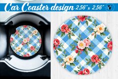 Gingham Car Coasters | floral gingham | Cottagecore Product Image 1