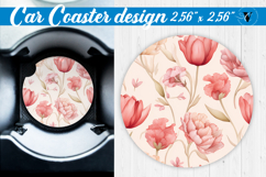 Spring Car Coaster | Peonies pattern Product Image 1