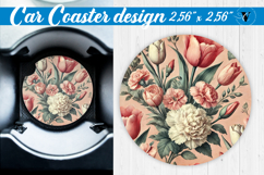 Spring Car Coaster | Tulips and carnations | Cottagecore Product Image 1