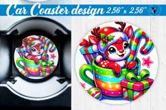 Car Coaster | Christmas Animal in Mug | Rainbow Animals Product Image 1