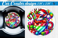 Car Coaster | Christmas Animal in Mug | Rainbow Animals Product Image 1