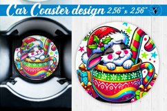 Car Coaster | Christmas Animal in Mug | Rainbow Animals Product Image 1