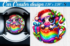 Car Coaster | Christmas Animal in Mug | Rainbow Animals Product Image 1