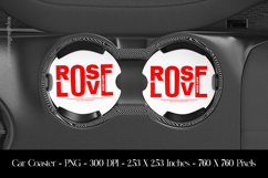 Rose Love Car Coaster Sublimation Design Product Image 1