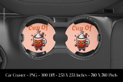 Cup Of Chocolate Car Coaster Sublimation Design Product Image 1