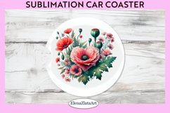 Flowers Coaster | Floral Car Coaster |Poppy Coaster Product Image 1