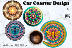 Round 3D mandala decor Sublimation car Coaster Product Image 1