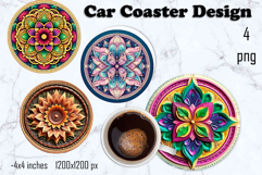 Round 3D mandala decor Sublimation car Coaster Product Image 1