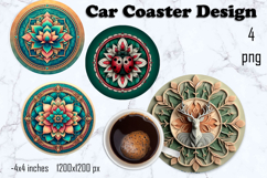 Round 3D mandala decor Sublimation car Coaster Product Image 1
