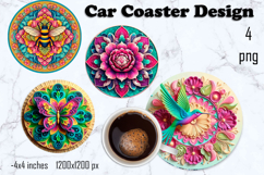Round 3D mandala decor Sublimation car Coaster Product Image 1