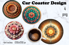 Round 3D mandala decor Sublimation car Coaster Product Image 1