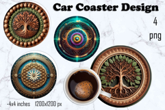 Round 3D mandala decor Sublimation car Coaster Product Image 1
