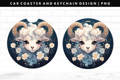 Aries Keychain And Car Coaster Sublimation Design Product Image 1