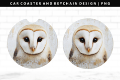 Owl Keychain And Car Coaster Sublimation Design Product Image 1