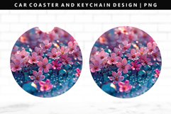 Flower Keychain And Car Coaster Sublimation Design Product Image 1