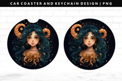 Zodiac Sign Keychain And Car Coaster Sublimation Design Product Image 1