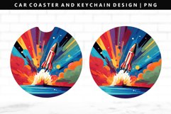 Rocket Keychain And Car Coaster Sublimation Design Product Image 1