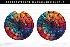 Spider Web Keychain And Car Coaster Sublimation Design Product Image 1