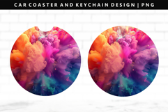 Rainbow Keychain And Car Coaster Sublimation Design Product Image 1