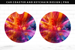 Rainbow Keychain And Car Coaster Sublimation Design Product Image 1