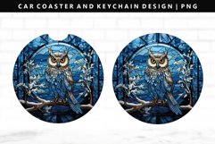 Owl Keychain And Car Coaster Sublimation Design Product Image 1