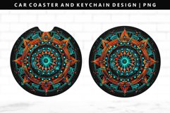 Mandala Keychain And Car Coaster Sublimation Design Product Image 1