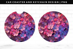 Flower Keychain And Car Coaster Sublimation Design Product Image 1